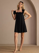 [أسود] SilkSilky-SA Sleeveless Square Neck باس النوم 003