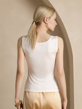 [أبيض] SilkSilky-SA Sleeveless Round Neck تي شيرت نسائية 002