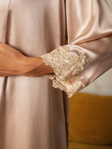 [لون القرنفل] SilkSilky-SA 3/4 Sleeve V Neck رداء الحمام وقميص النوم 005