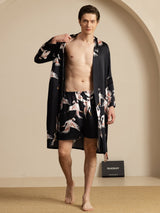 [أسود] SilkSilky-SA 19Momme Long Sleeve Mens Pajamas 003