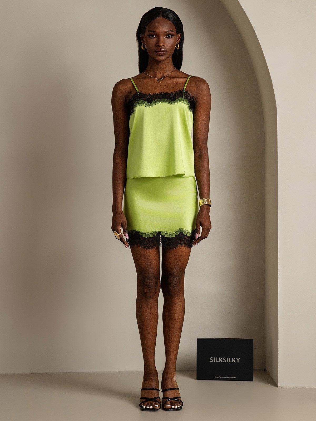 SilkSilky-SA 19Momme الحرير Skirt نعناع 007