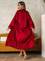 [خمر] SilkSilky-SA Long Sleeve V Neck رداء الحمام وقميص النوم 003