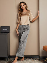 [متعدد] SilkSilky-SA Half Sleeve Round Neck طقم بيجامة نسائي 003