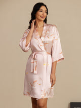 [لون القرنفل] SilkSilky-SA 3/4 Sleeve رداء حمام نسائي 006