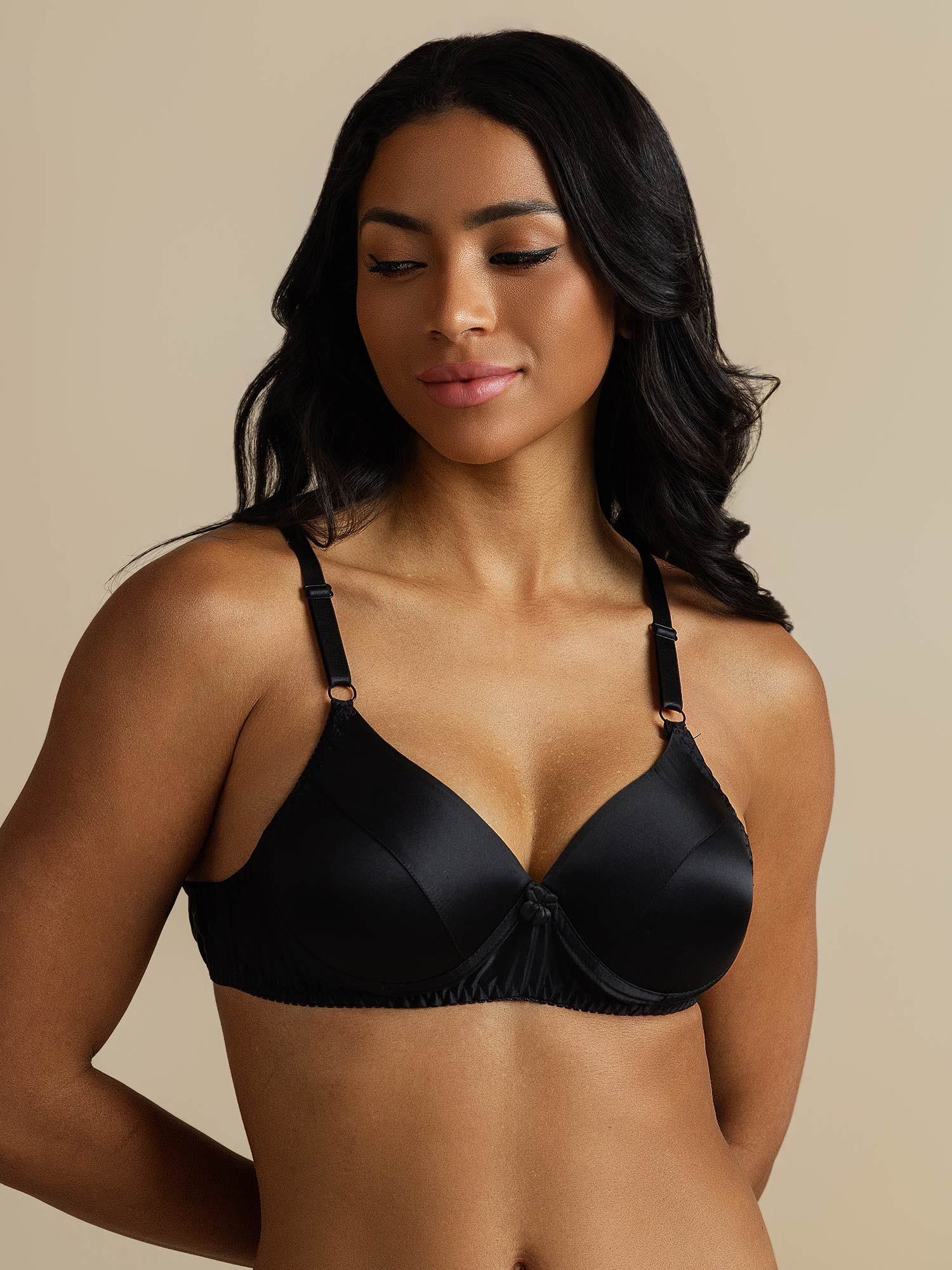 [أسود] SilkSilky-SA الحرير الخالص Bra 003,