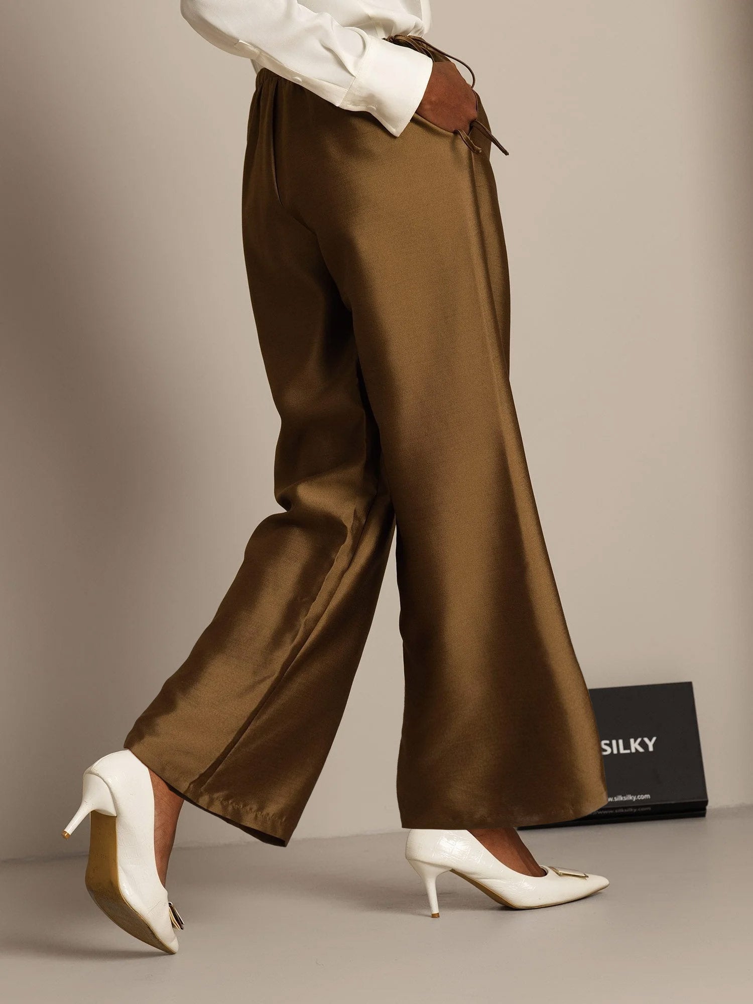 [برونزي] SilkSilky-SA 32Momme الحرير Womens Pants 003,