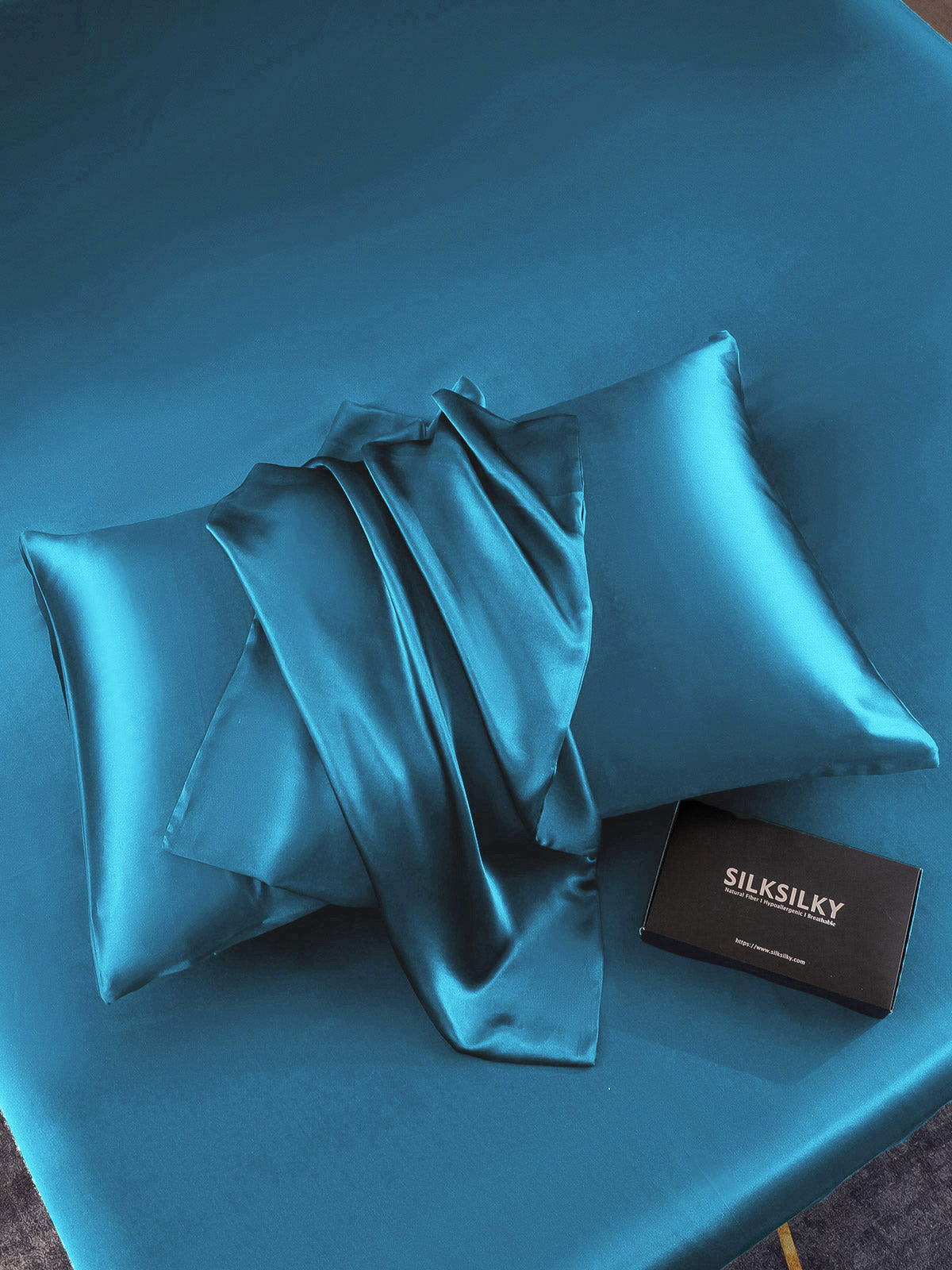 SilkSilky-SA 19Momme الحرير الخالص Pillowcase المياهالخضراء 006