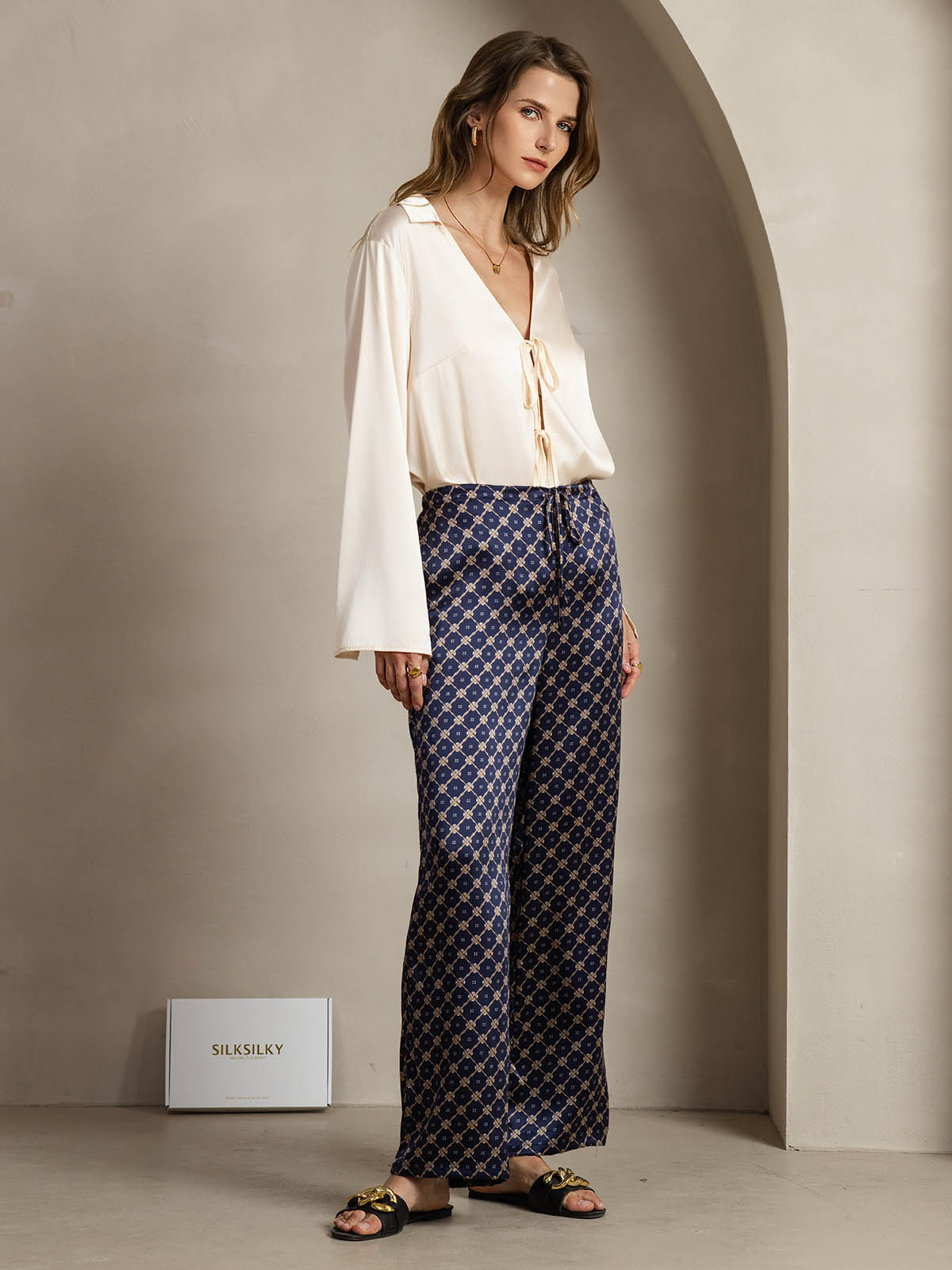 [سلسلة كحلي] SilkSilky-SA 19Momme الحرير Womens Pants 004