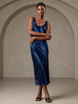 [أزرق غامق] SilkSilky-SA Sleeveless فساتين نسائية 001