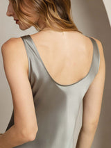 [أخضر رمادي] SilkSilky-SA Sleeveless فساتين نسائية 005