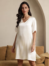 [اللون البيج] SilkSilky-SA Half Sleeve V Neck باس النوم 004