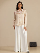 [شامبانيا] SilkSilky-SA Long Sleeve Lapel Collar بلايز نسائية 007
