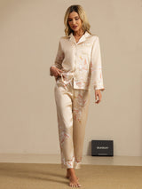 [شامبانيا] SilkSilky-SA Long Sleeve Lapel Collar طقم بيجامة نسائي 006