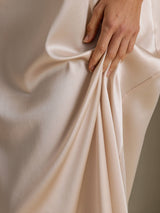 [اللون البيج] SilkSilky-SA 3/4 Sleeve Round Neck فساتين نسائية 004