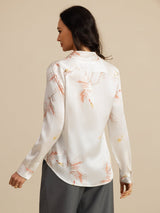 [أبيض] SilkSilky-SA Long Sleeve Lapel Collar بلايز نسائية 002