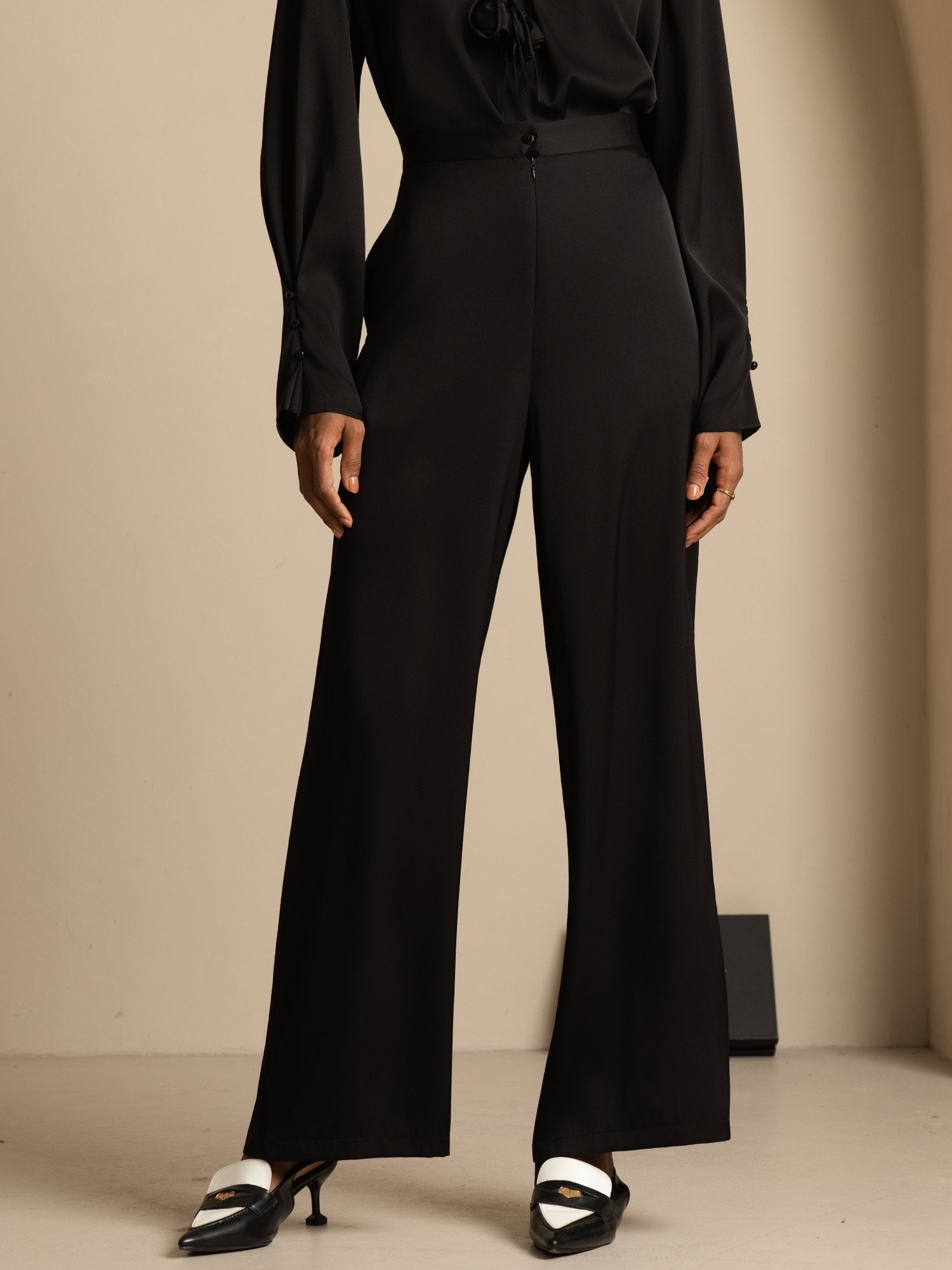 [أسود] SilkSilky-SA 19Momme الحرير Womens Pants 003