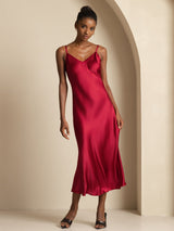 [خمر] SilkSilky-SA Sleeveless V Neck فساتين نسائية 004