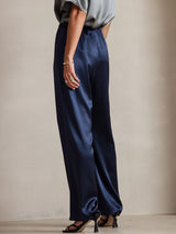 [أزرق غامق] SilkSilky-SA 19Momme الحرير Womens Pants 002,