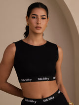 [أسود] SilkSilky-SA Sleeveless Crew Neck كامي 001