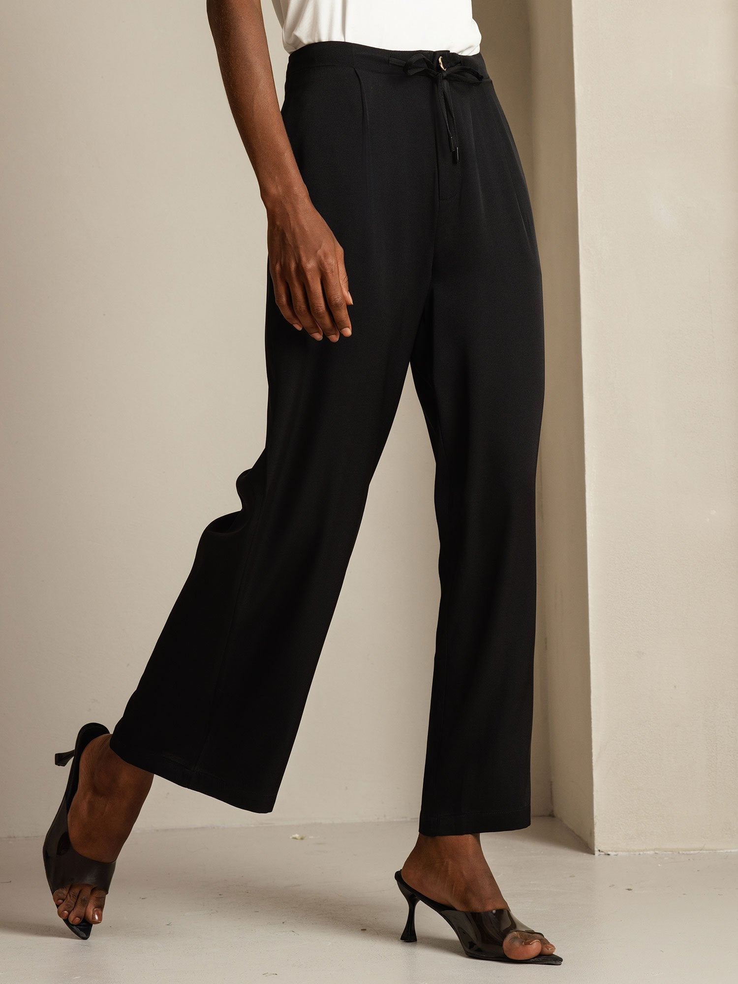 [أسود] SilkSilky-SA 19Momme الحرير Womens Pants 007