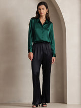 [أسود] SilkSilky-SA 19Momme الحرير Womens Pants 007,