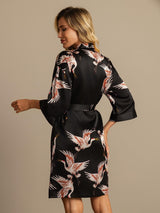 [أسود] SilkSilky-SA 3/4 Sleeve رداء حمام نسائي 002