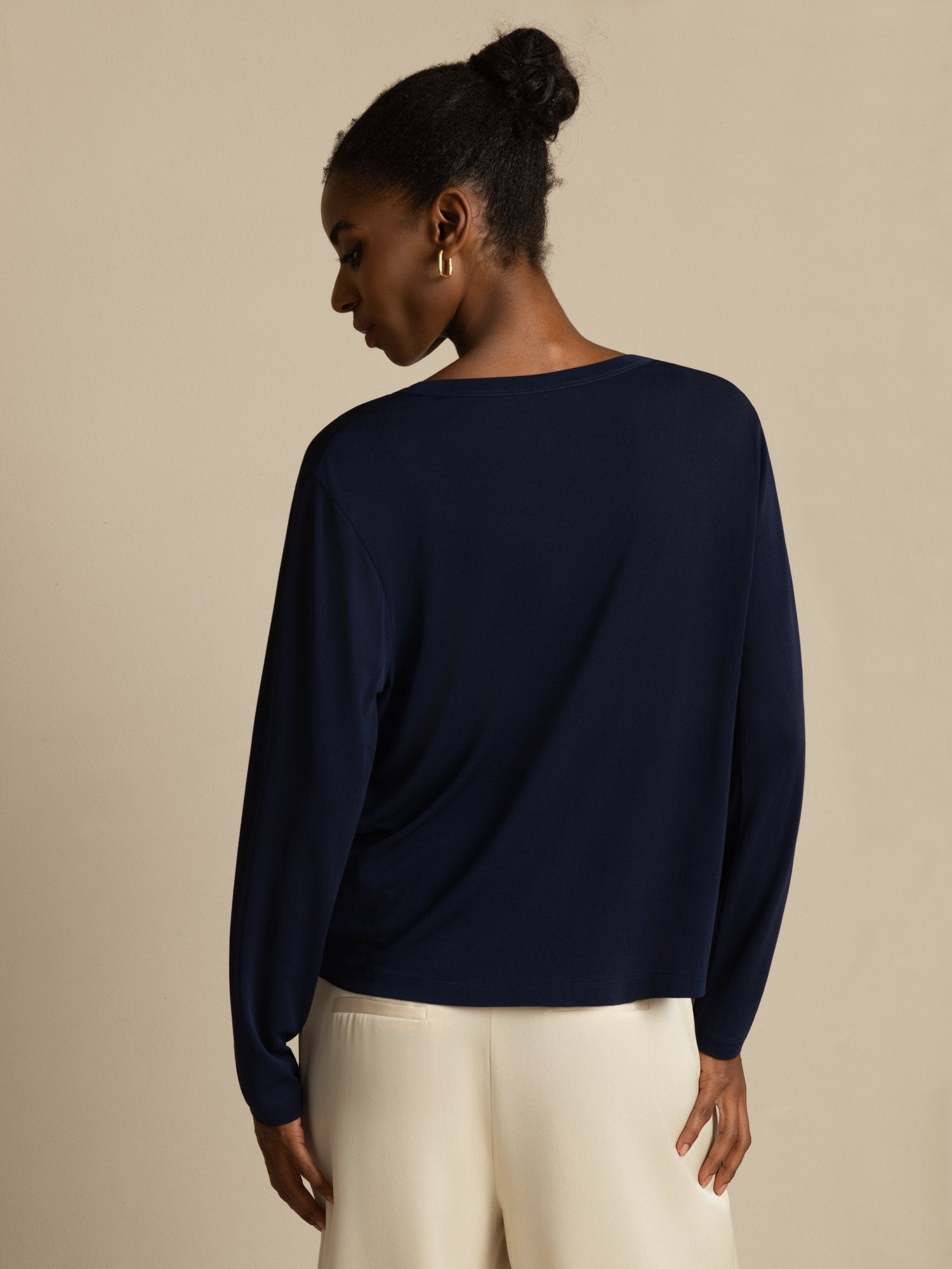 [أزرق غامق] SilkSilky-SA Long Sleeve كارديجان نسائي 002