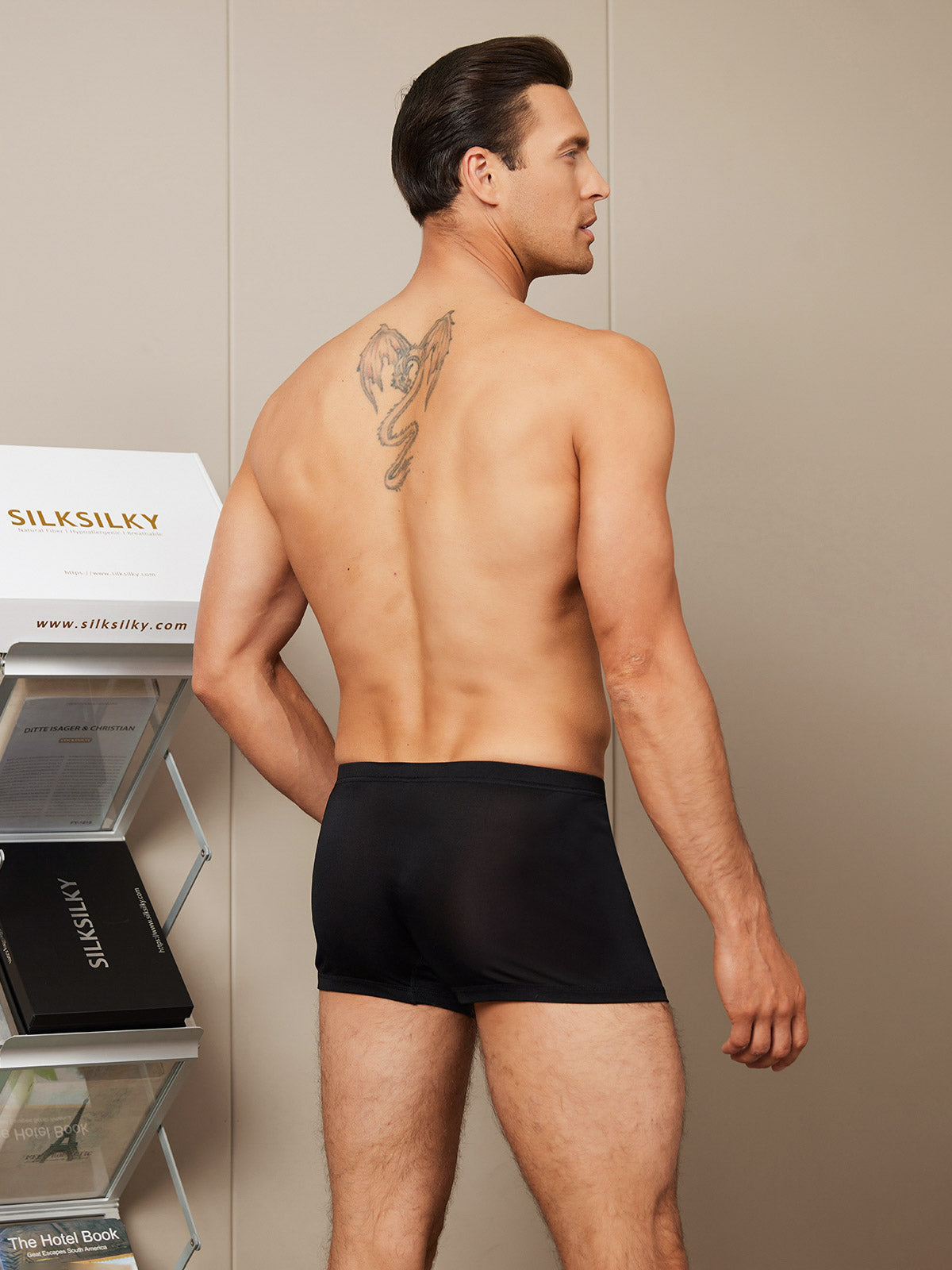 SilkSilky SA محبوك الحرير Mens Underwear أسود 002