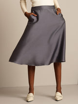 [رمادي] SilkSilky-SA 32Momme الحرير Skirt 003