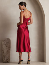 [خمر] SilkSilky-SA Sleeveless V Neck فساتين نسائية 002