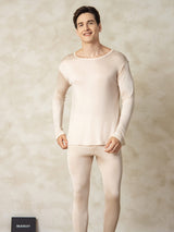 [تان (بني فاتح)] SilkSilky-SA Long Sleeve Round Neck ملابس داخلية طويلة للرجال 004
