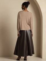 [تان (بني فاتح)] SilkSilky-SA Long Sleeve كارديجان نسائي 007