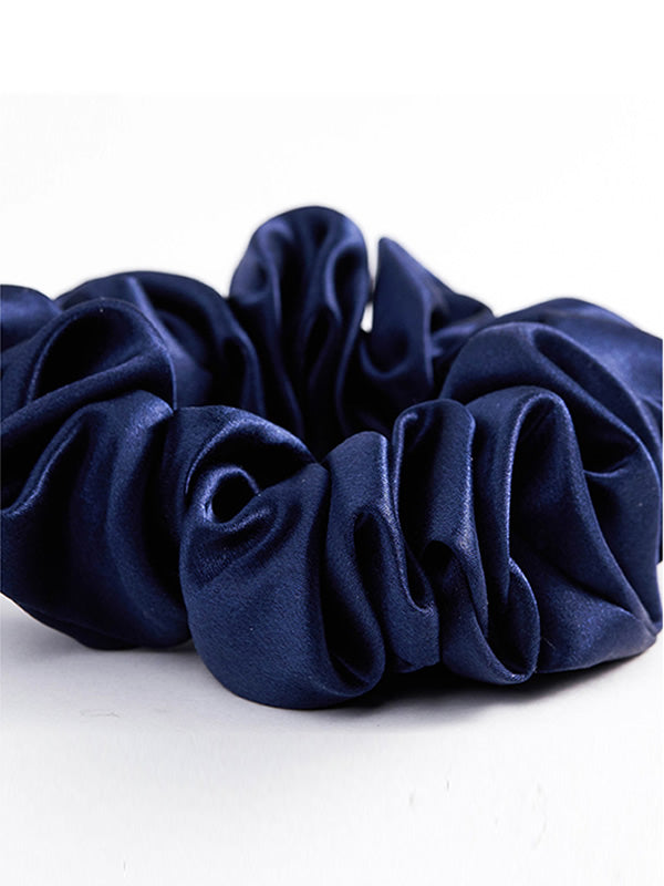 [أزرق غامق] SilkSilky-SA 19Momme الحرير الخالص Scrunchie 005