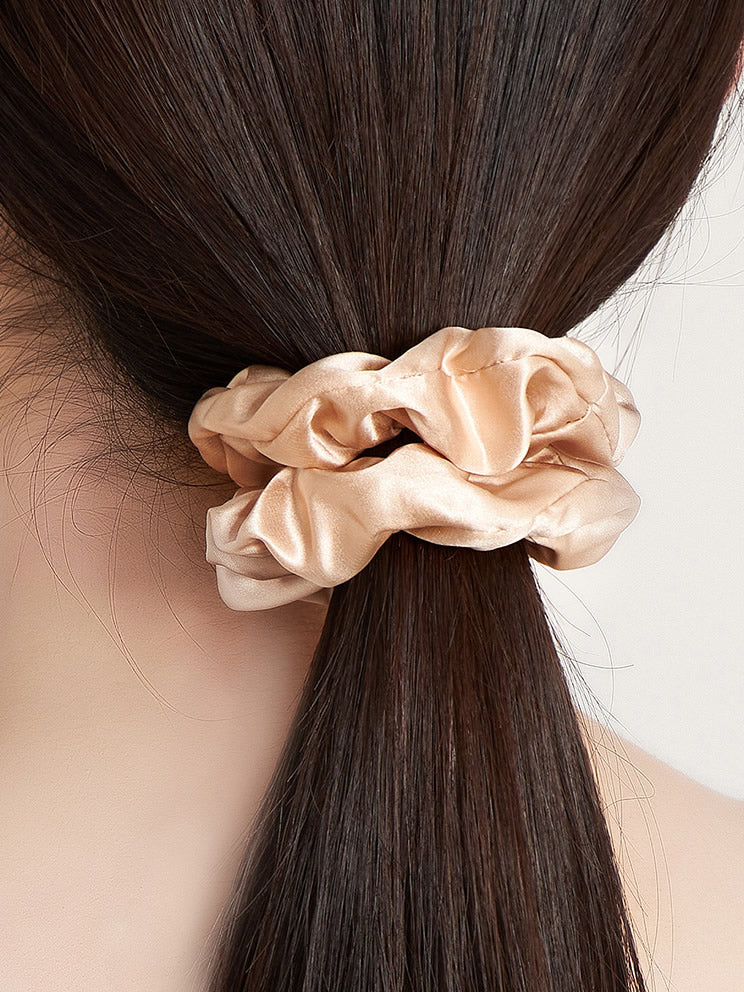 [اللون البيج] SilkSilky-SA 19Momme الحرير الخالص Scrunchie 002