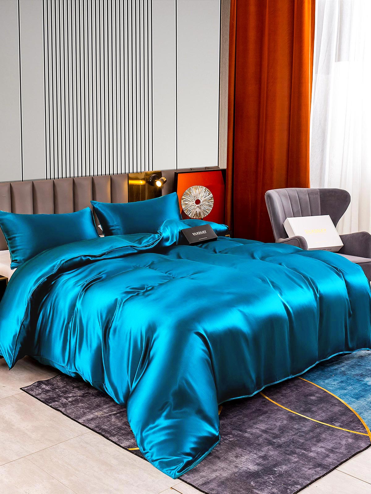 [المياه الخضراء] SilkSilky-SA 22Momme الحرير الخالص Bedding Set 002