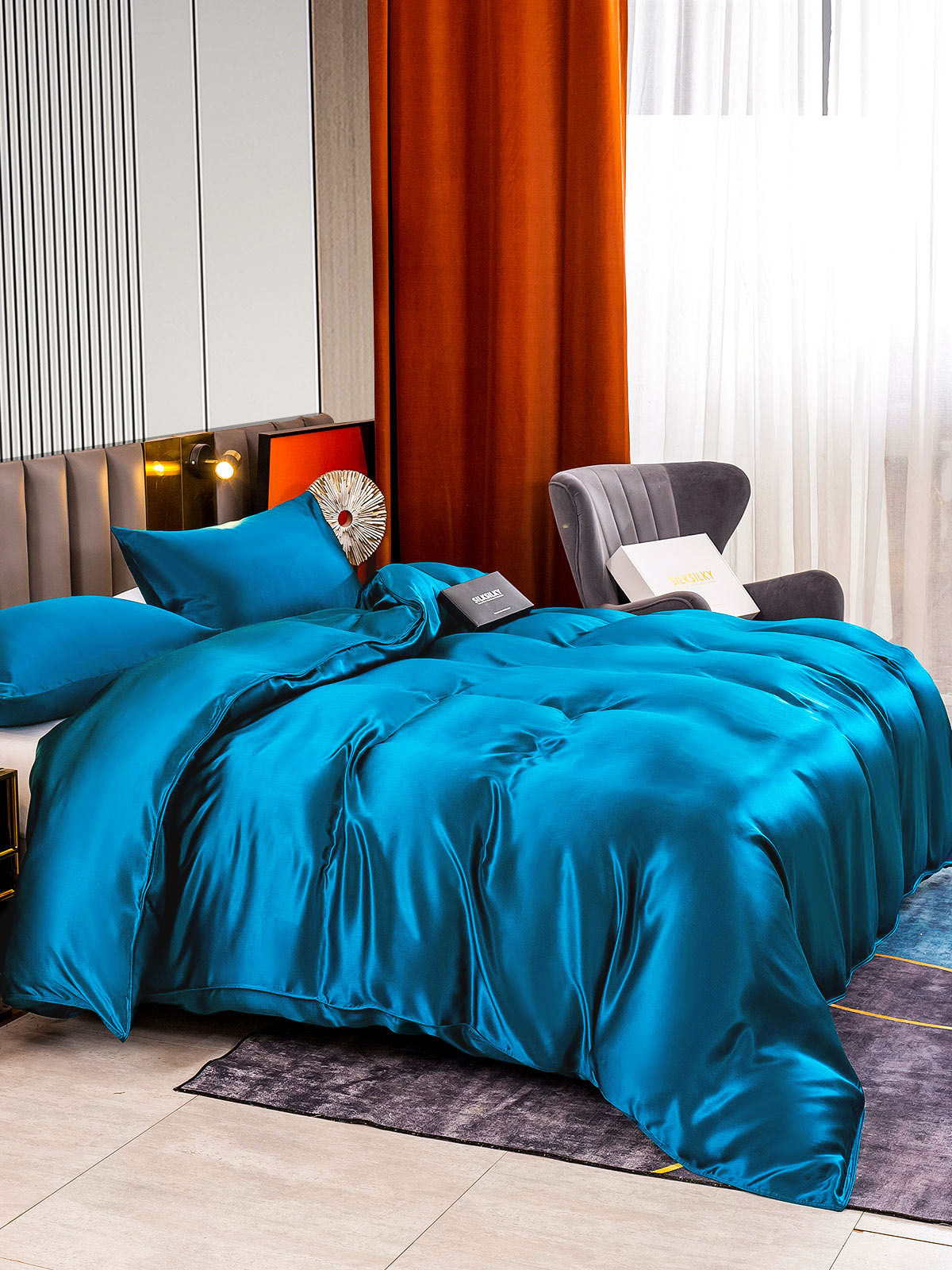 [المياه الخضراء] SilkSilky-SA 22Momme الحرير الخالص Bedding Set 003