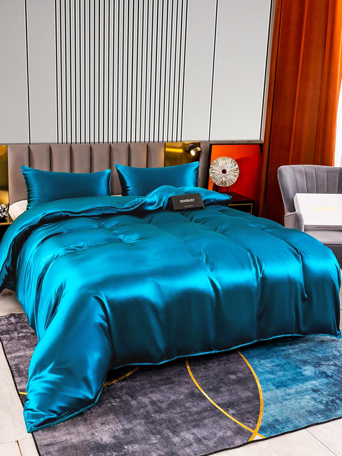 [المياه الخضراء] SilkSilky-SA 22Momme الحرير الخالص Bedding Set 004