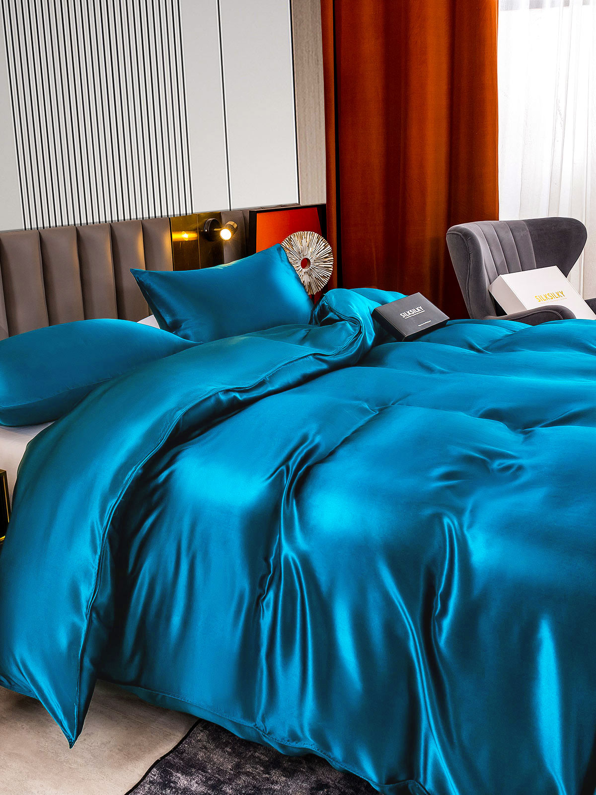 [المياه الخضراء] SilkSilky-SA 22Momme الحرير الخالص Bedding Set 005