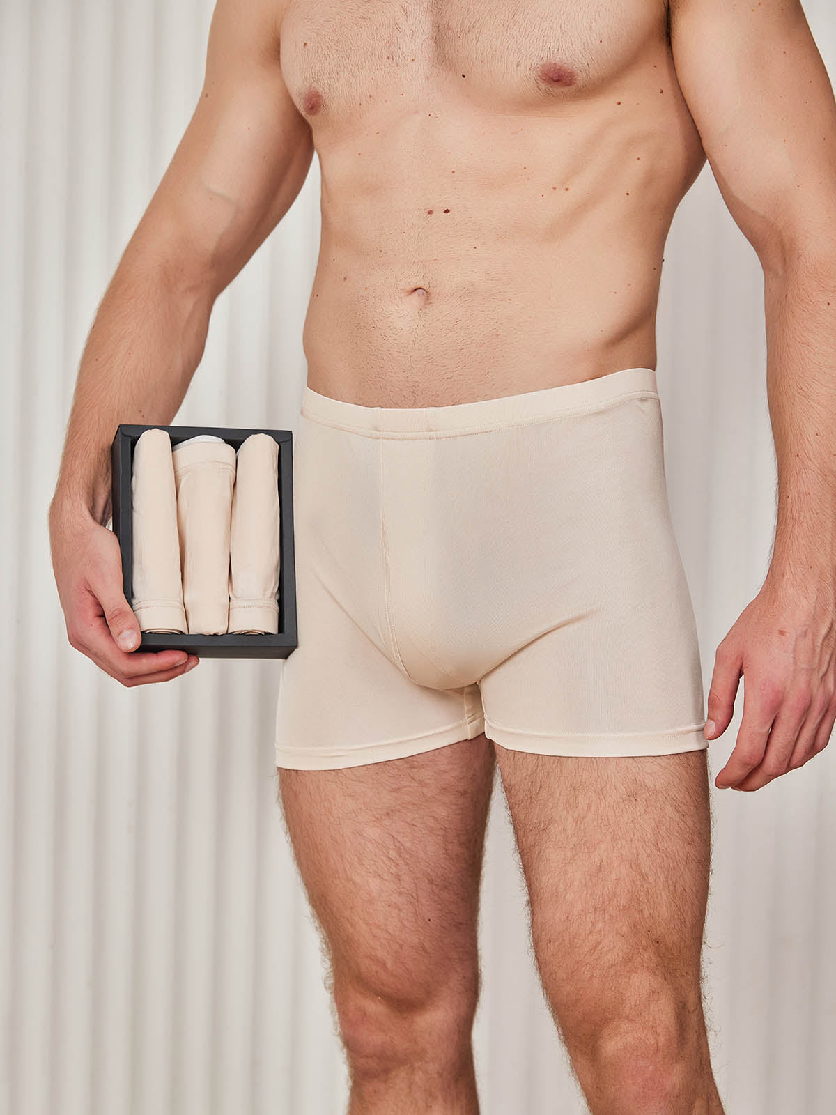 [اللون البيج] SilkSilky-SA محبوك الحرير Mens Underwear 001