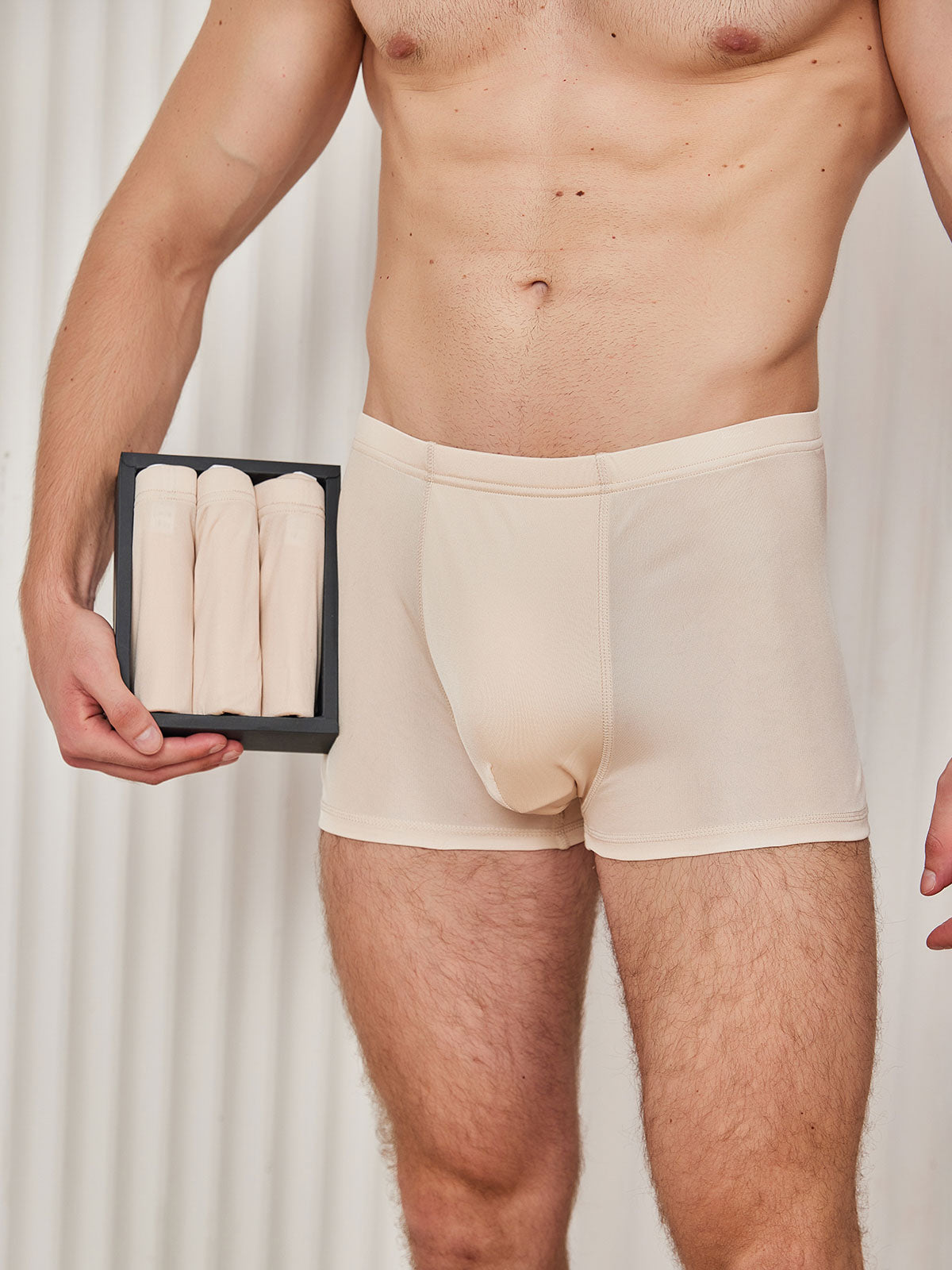 [اللون البيج] SilkSilky-SA محبوك الحرير Mens Underwear 001