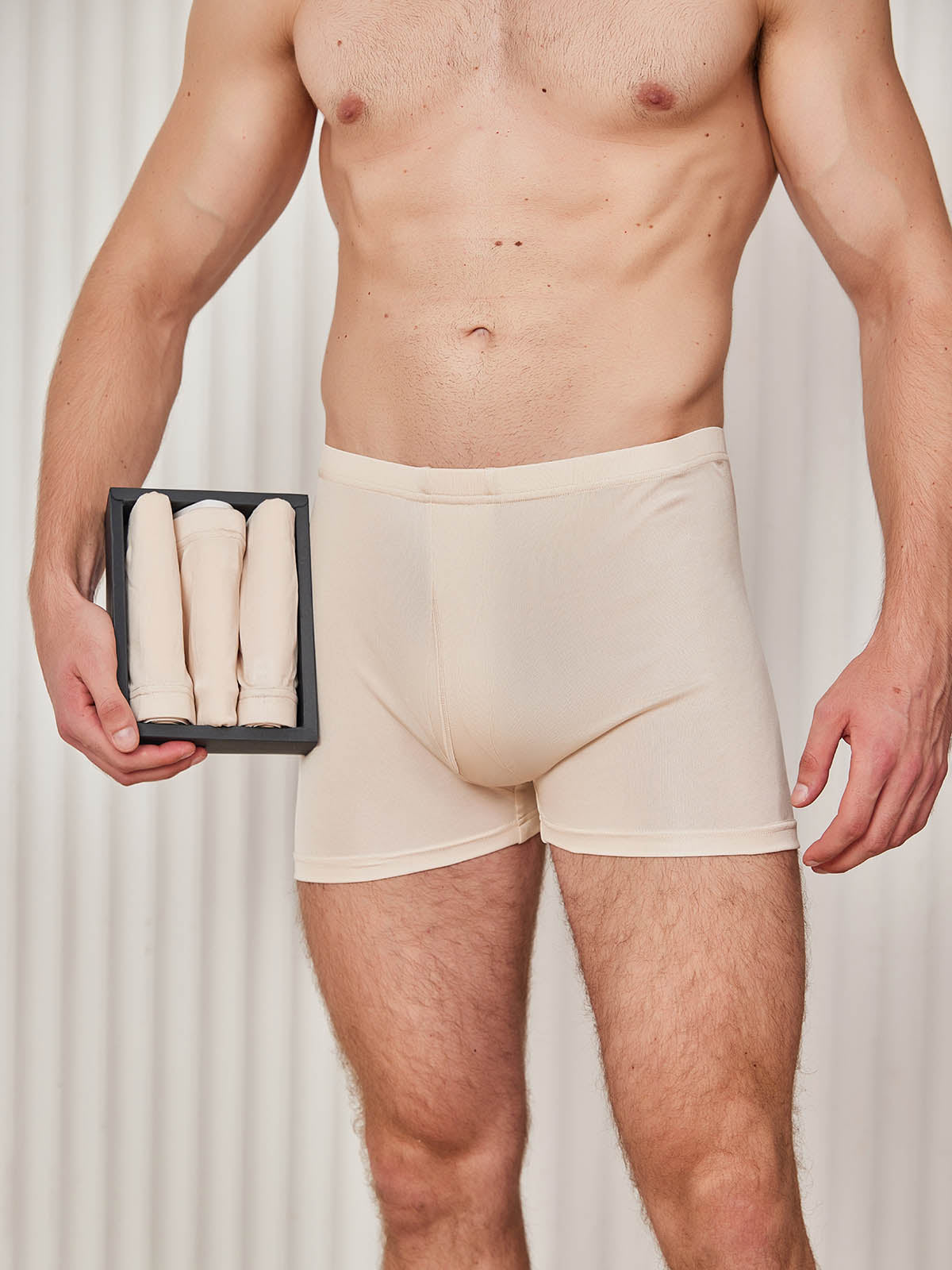[اللون البيج] SilkSilky-SA محبوك الحرير Mens Underwear 003