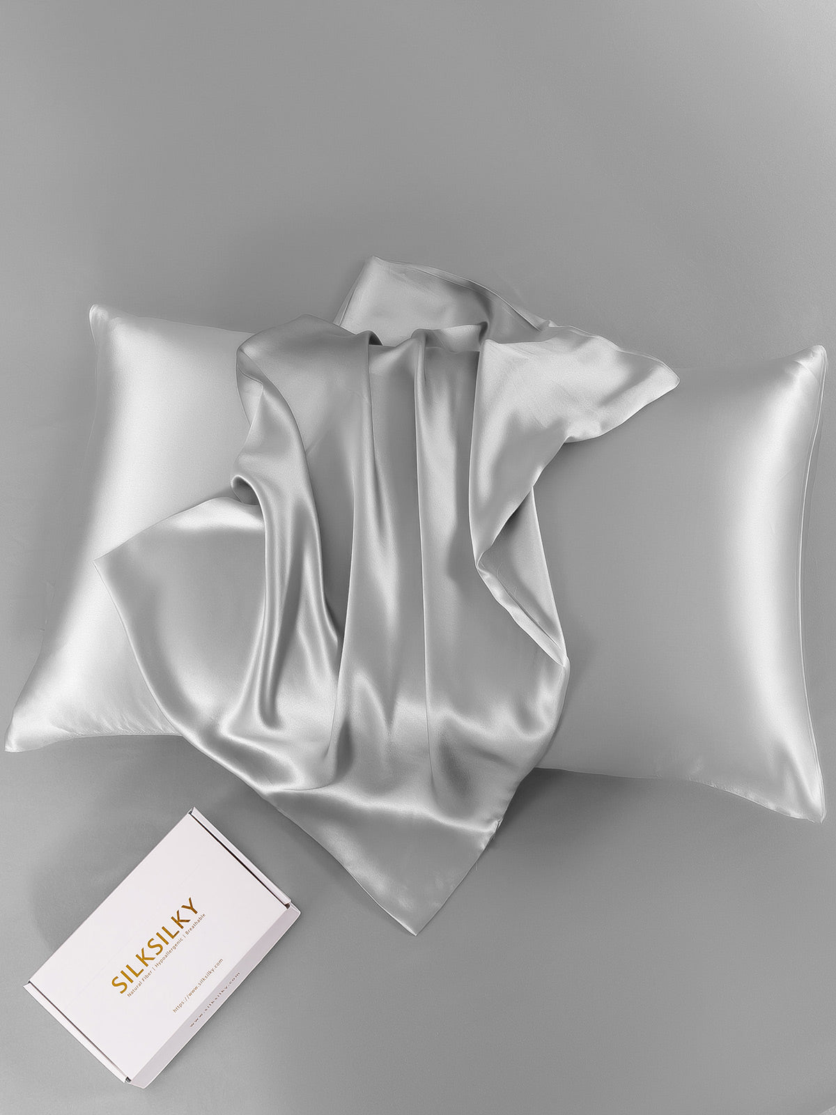 [فضة] SilkSilky-SA 19Momme الحرير الخالص Pillowcase 005