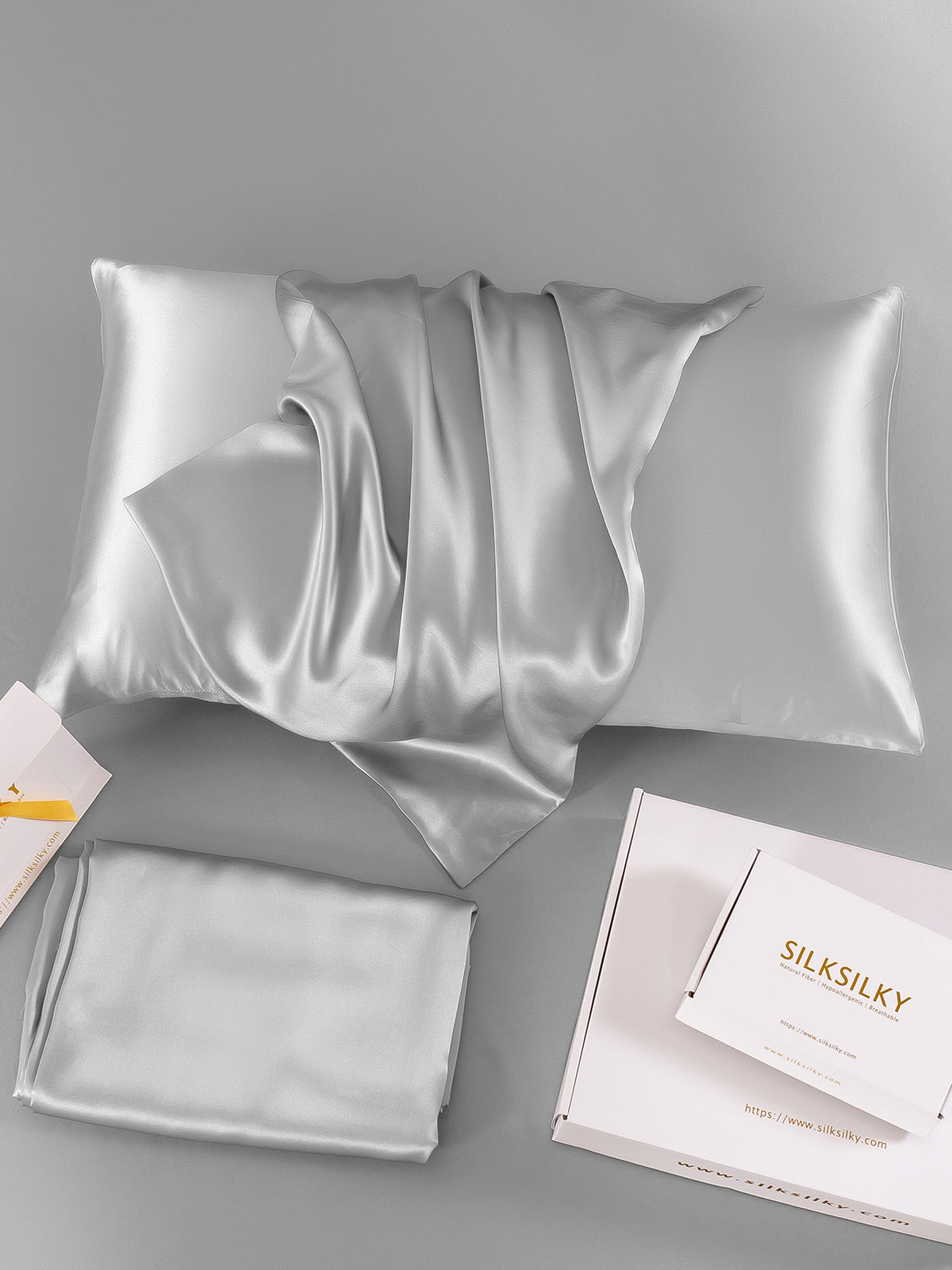 [فضة] SilkSilky-SA 19Momme الحرير الخالص Pillowcase 006