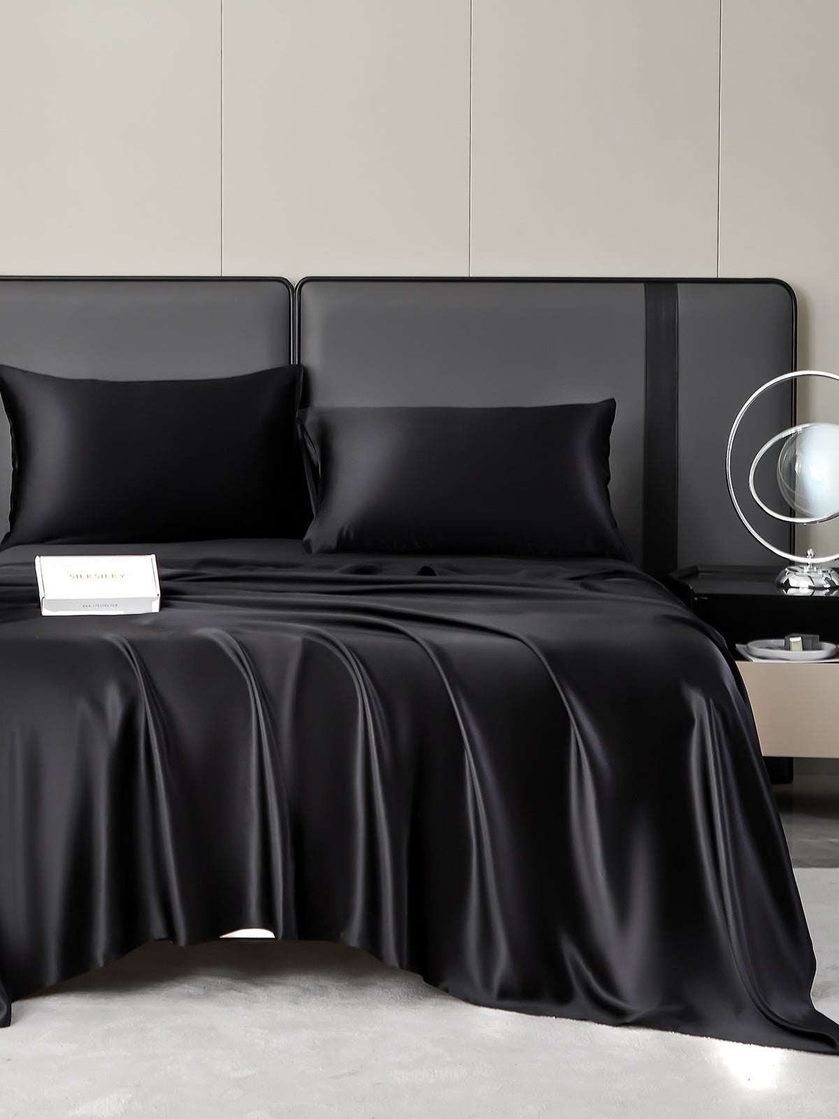 [أسود] SilkSilky-SA 19Momme الحرير الخالص Bedding Set 001