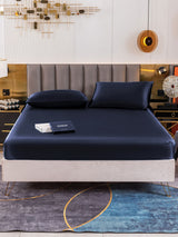 [أزرق غامق] SilkSilky-SA 19Momme الحرير الخالص Bedding Set 002