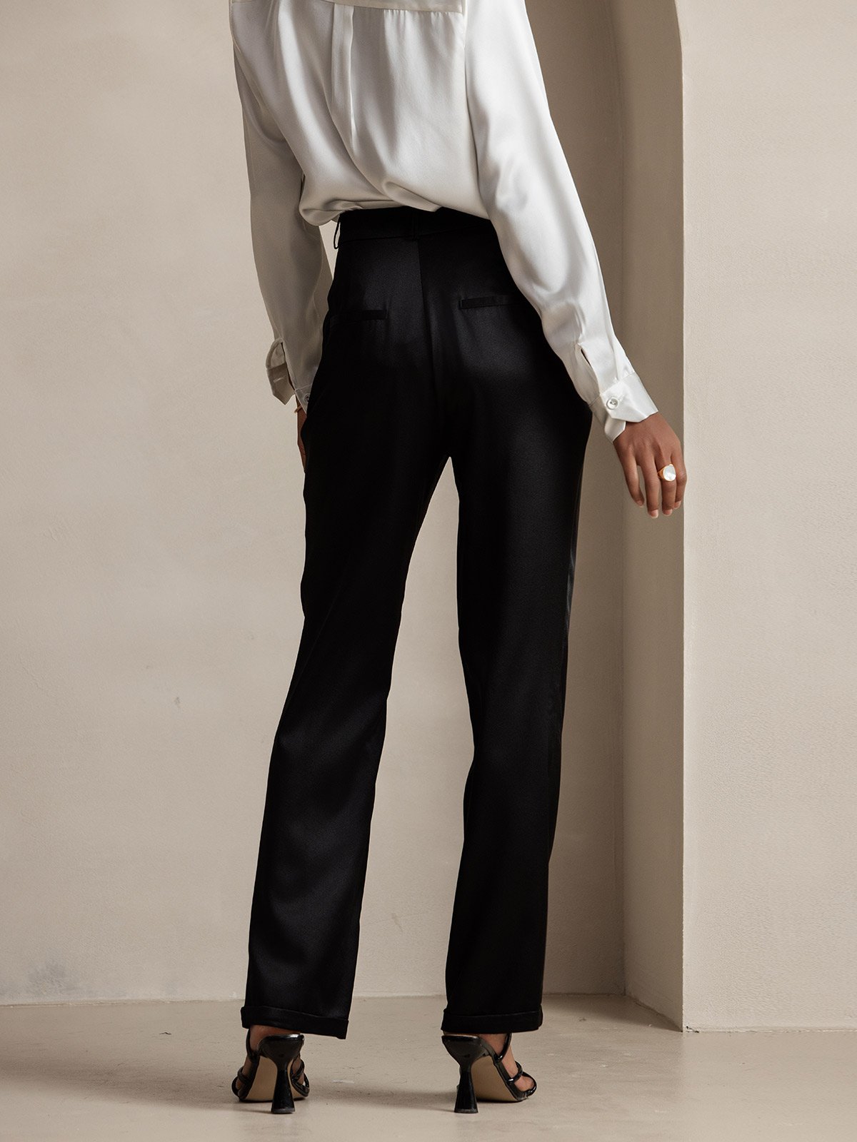 [أسود] SilkSilky-SA 19Momme الحرير Womens Pants 002