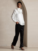 [أسود] SilkSilky-SA 19Momme الحرير Womens Pants 006