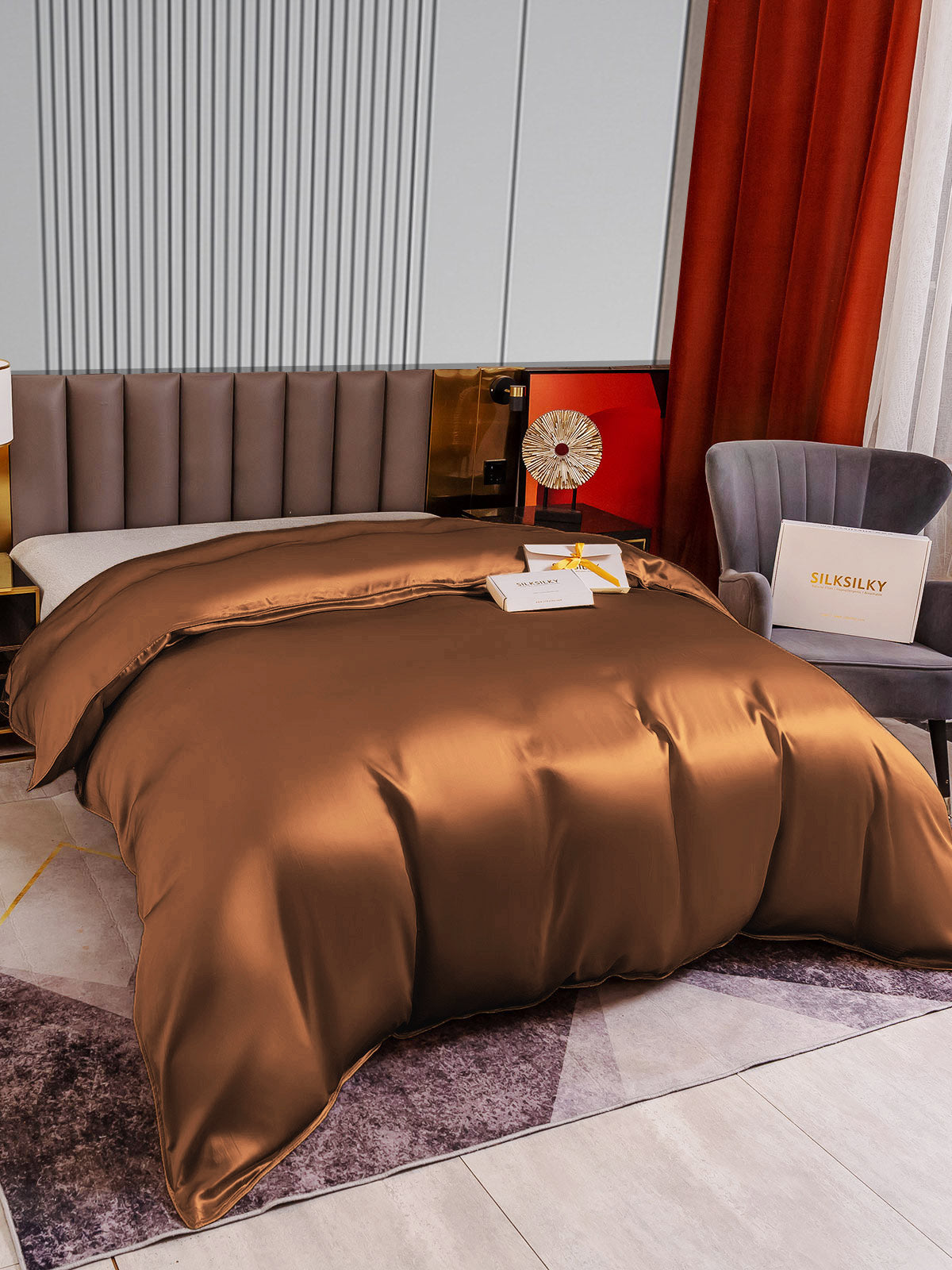 [اللون البيج] SilkSilky-SA 22Momme الحرير الخالص Duvet Cover 003