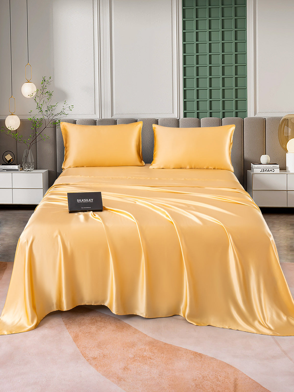 [شامبانيا] SilkSilky-SA 25Momme الحرير الخالص Bedding Set 001