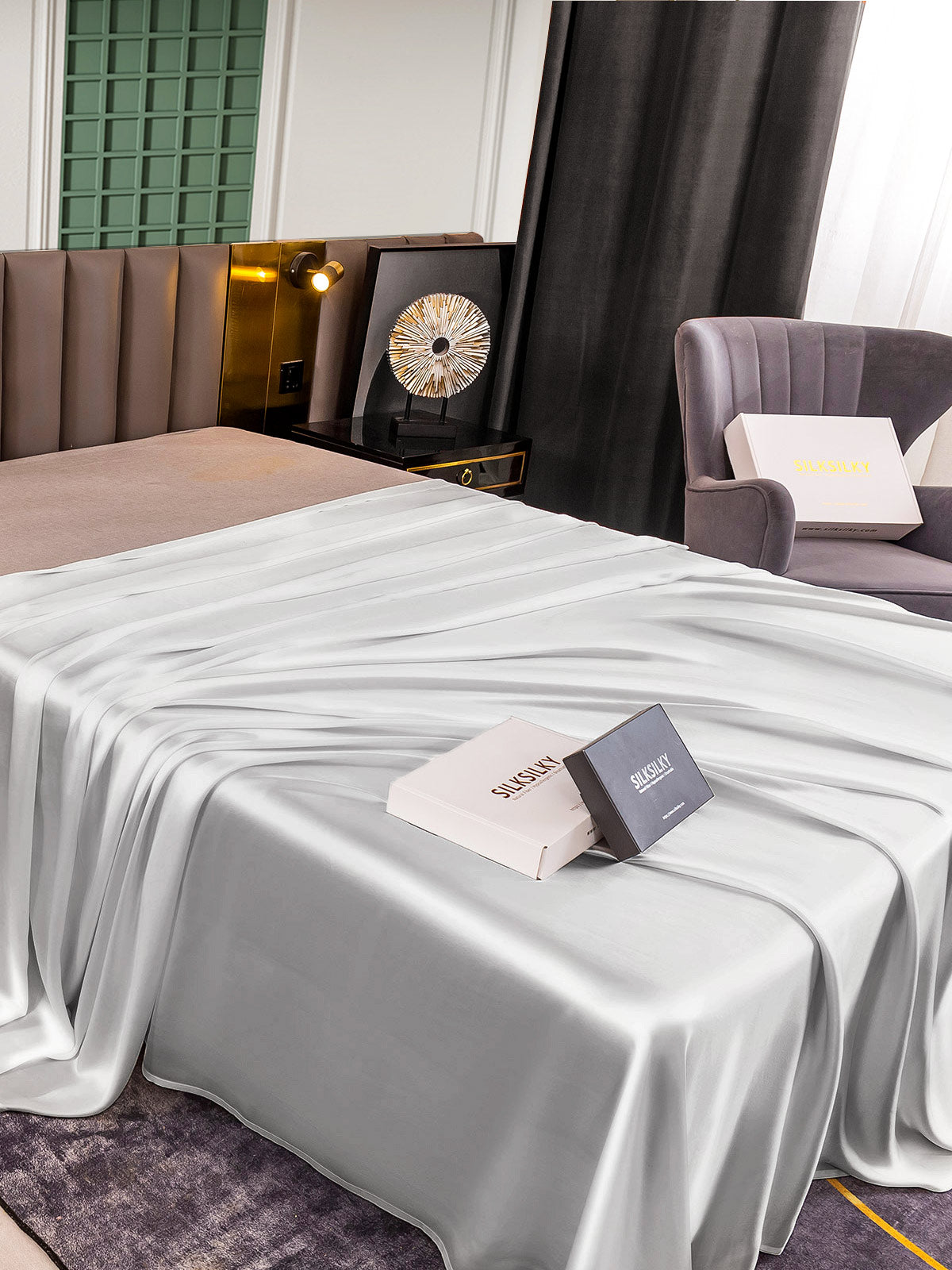 [فضة] SilkSilky-SA 25Momme الحرير الخالص Sheet 003